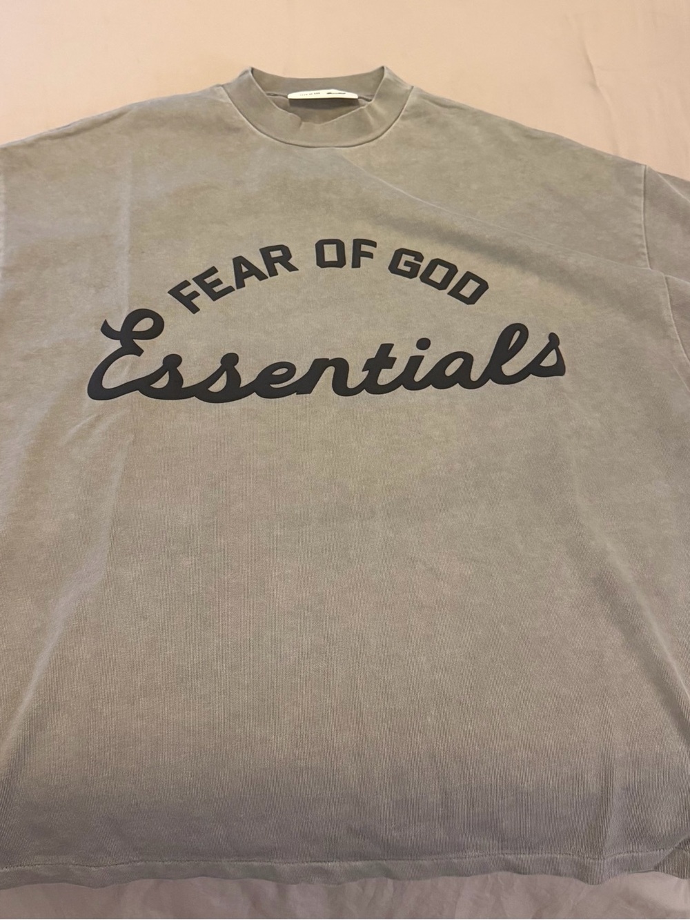 Fear of God Essentials Crewneck Shirt in Taupe with Black Logo